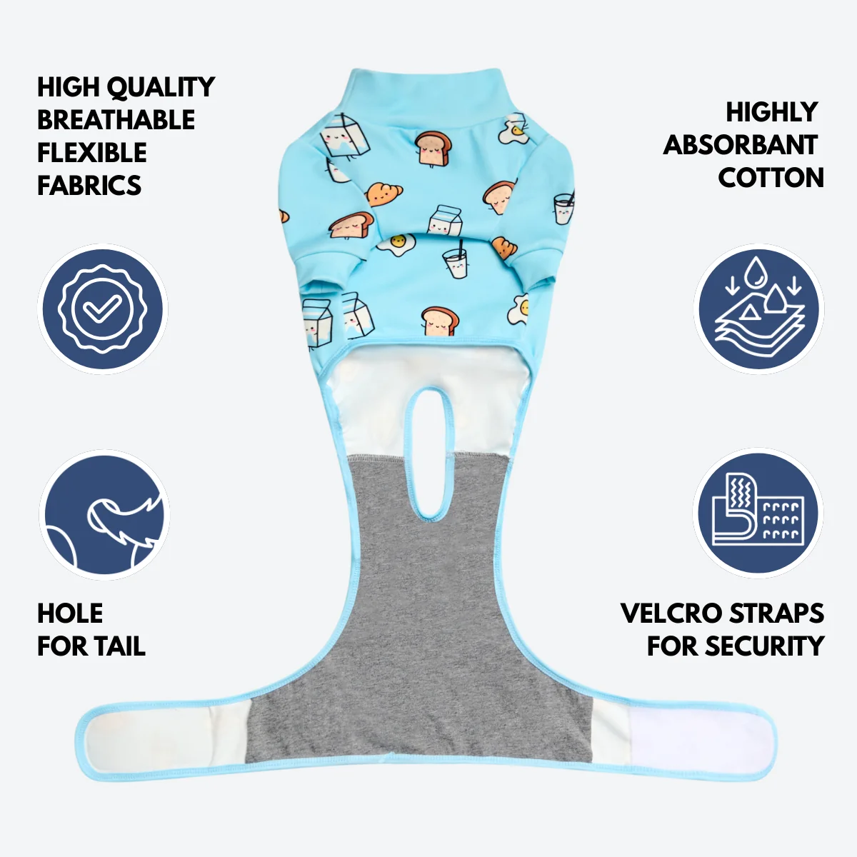 Dog Surgical Suit - Breakfast Blue - Image 8