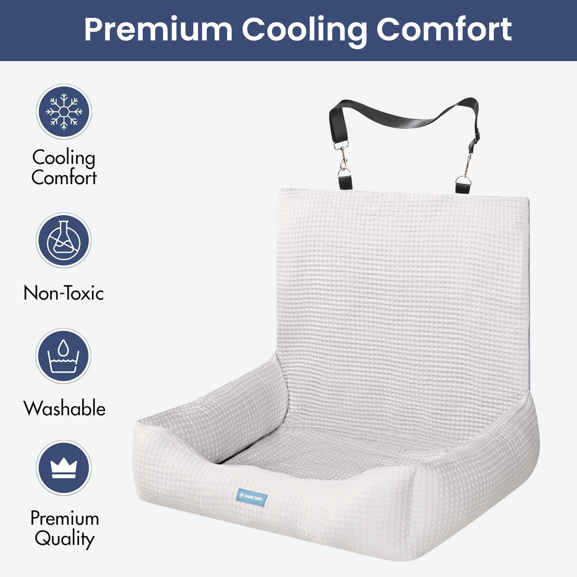 Frostcore™ Dog Cooling Car Seat Bed - Waffle Grey - Image 6
