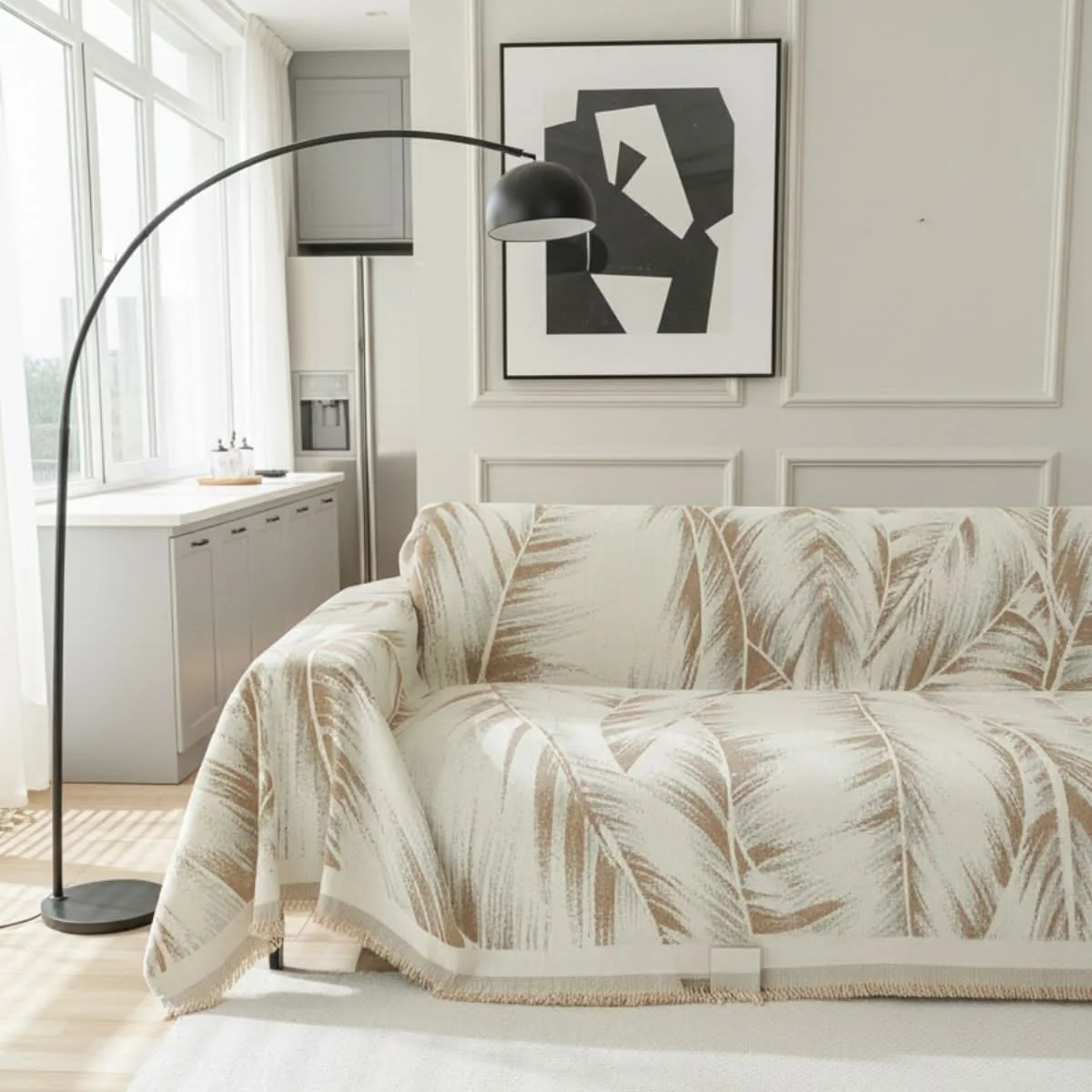 Pet Couch Cover - Leaves Beige - Image 2
