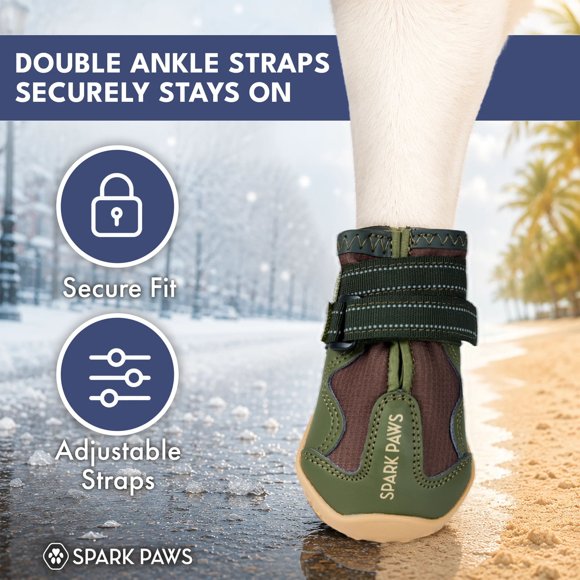 Spark Paws 365 - The All-Season Dog Shoes - Green Brown - Image 4