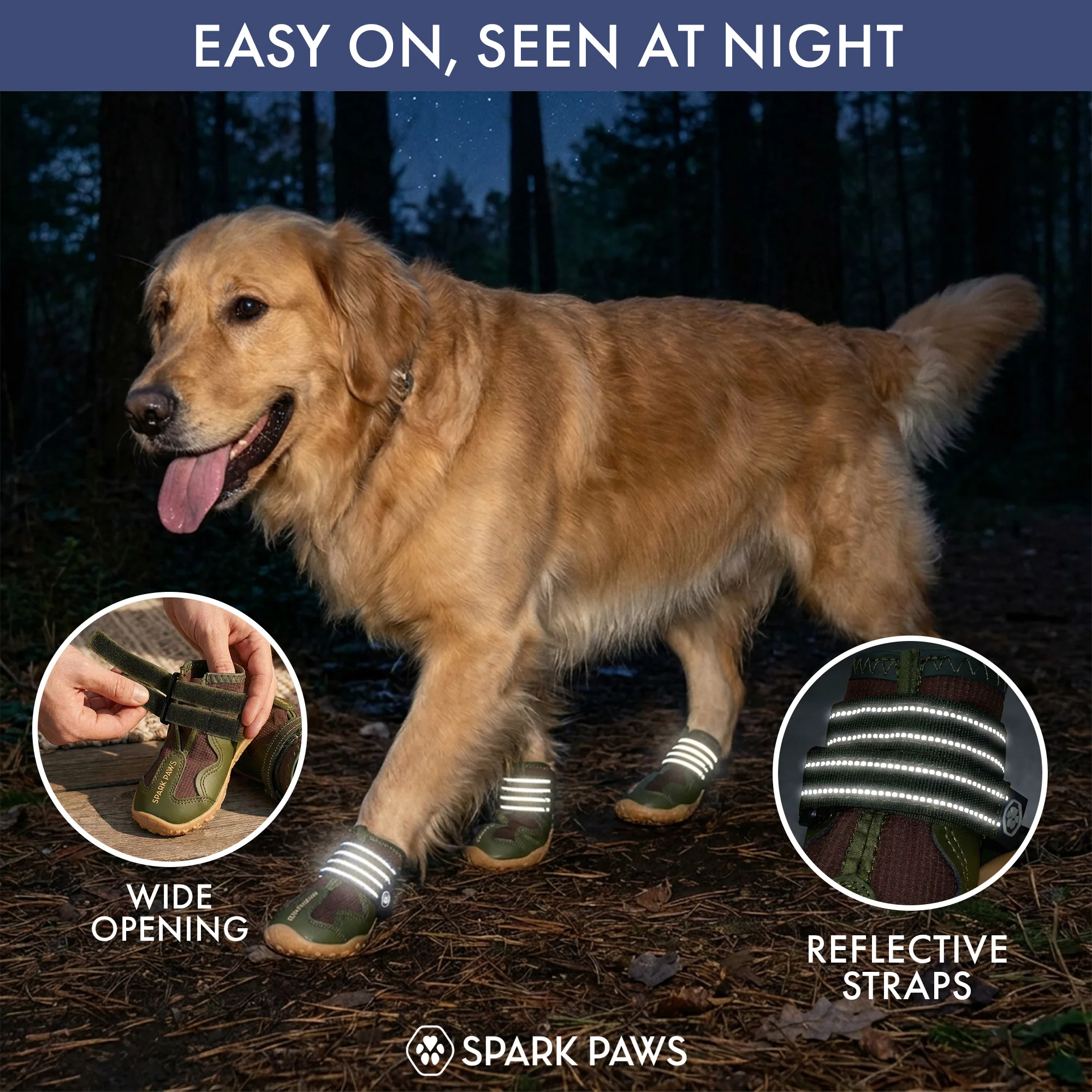 Spark Paws 365 - The All-Season Dog Shoes - Green Brown - Image 6